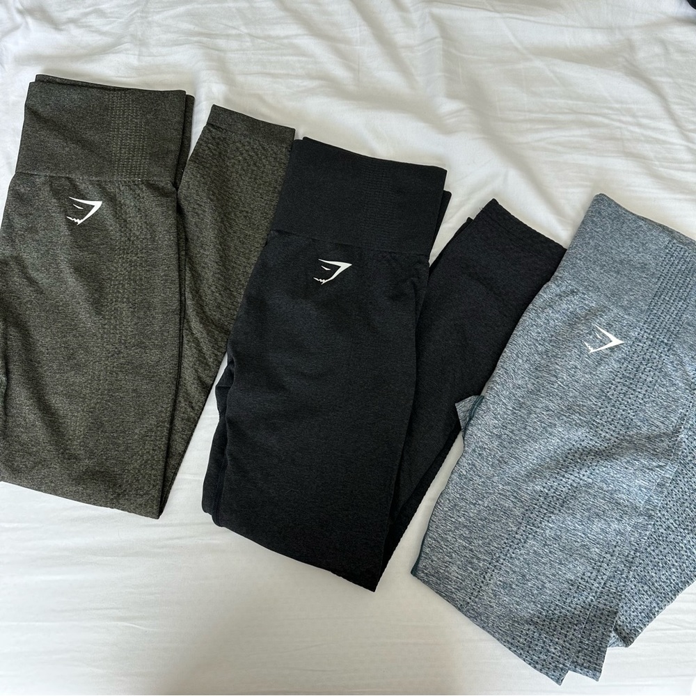 Gymshark Vital Seamless (V1) Leggings Small - black, olive, blue grey
